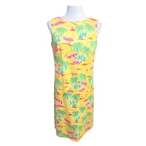 Vintage Talbots Resort-wear Cotton Sleeveless Shift Dress Size 6P